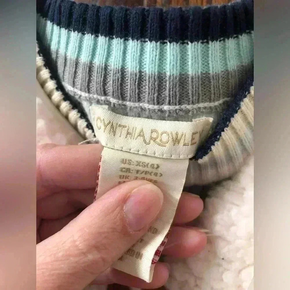 Cynthia Rowley Girls 4/4T Beige Sherpa Vest w/Striped Ribbed Long-Sleeve Tee NWT - Picture 4 of 8